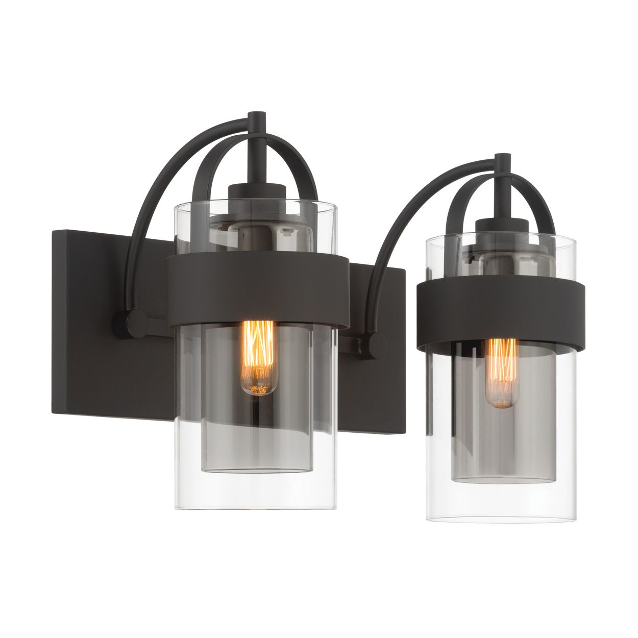 Image 4 Minka Lavery Ravik 2-Lt 14.25-in Matte Black Vanity Light with Glass Shades more views