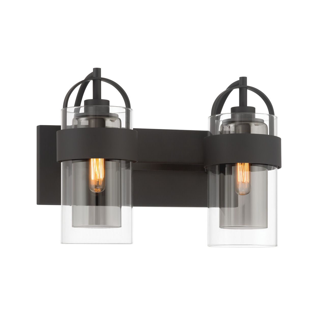 Image 5 Minka Lavery Ravik 2-Lt 14.25-in Matte Black Vanity Light with Glass Shades more views