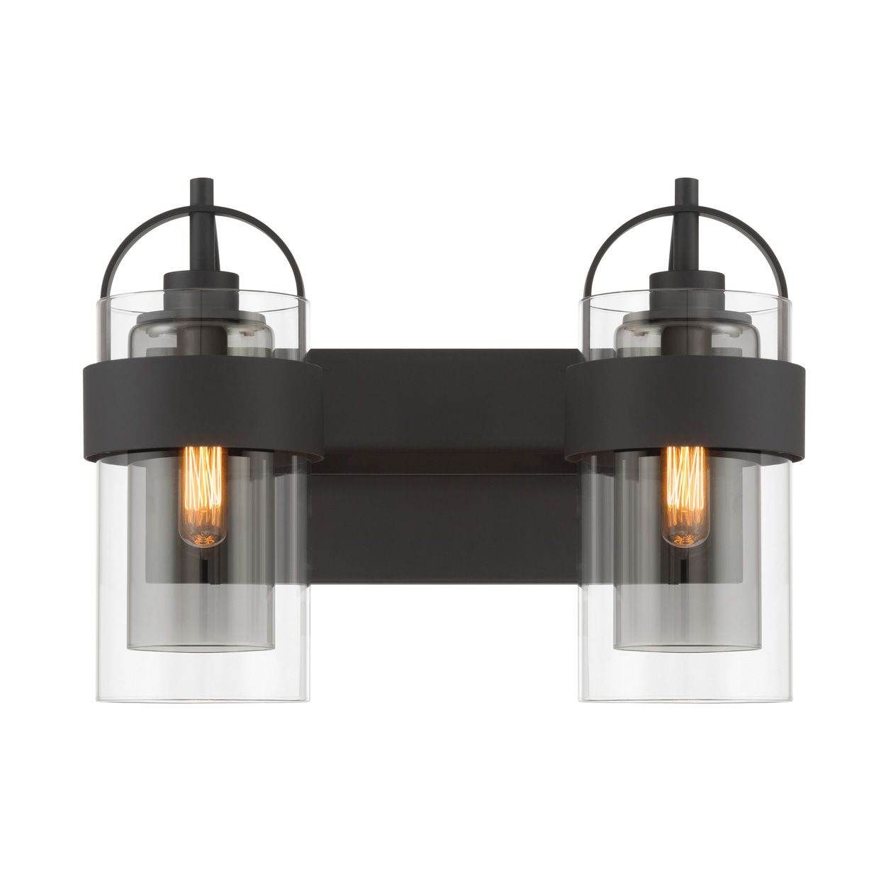 Image 6 Minka Lavery Ravik 2-Lt 14.25-in Matte Black Vanity Light with Glass Shades more views