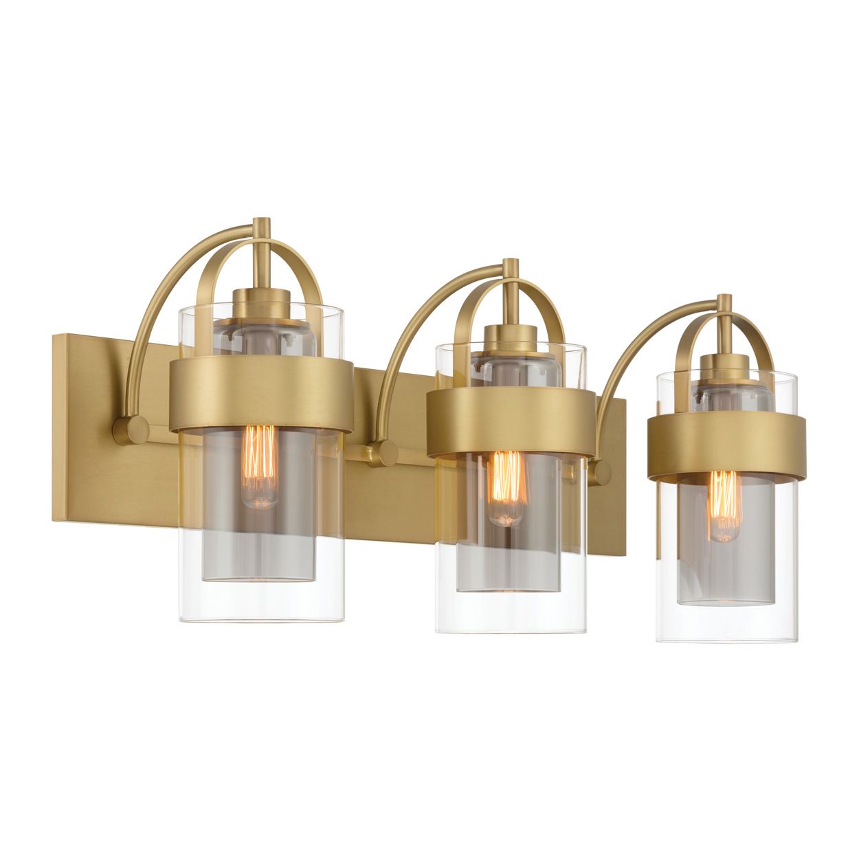 Image 3 Minka Lavery Ravik 3-Light 24-in Legacy Brass Vanity Light with Glass Shade more views