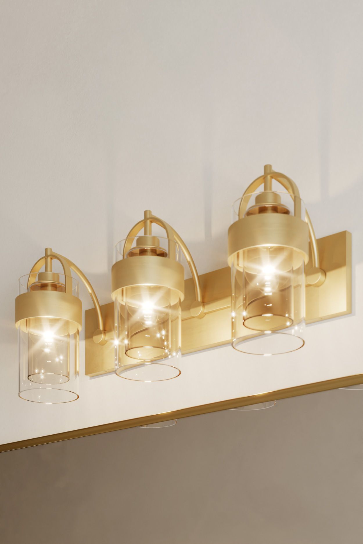 Image 4 Minka Lavery Ravik 3-Light 24-in Legacy Brass Vanity Light with Glass Shade more views