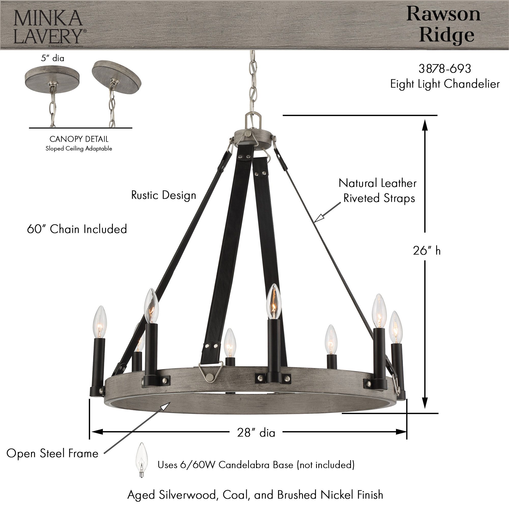 Image 7 Minka-Lavery Rawson Ridge 8-Light Aged Silverwood and Black Chandelier more views