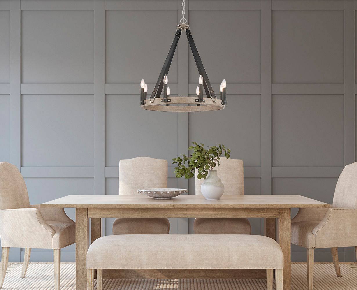 Minka-Lavery Rawson Ridge 8-Light Aged Silverwood and Black Chandelier