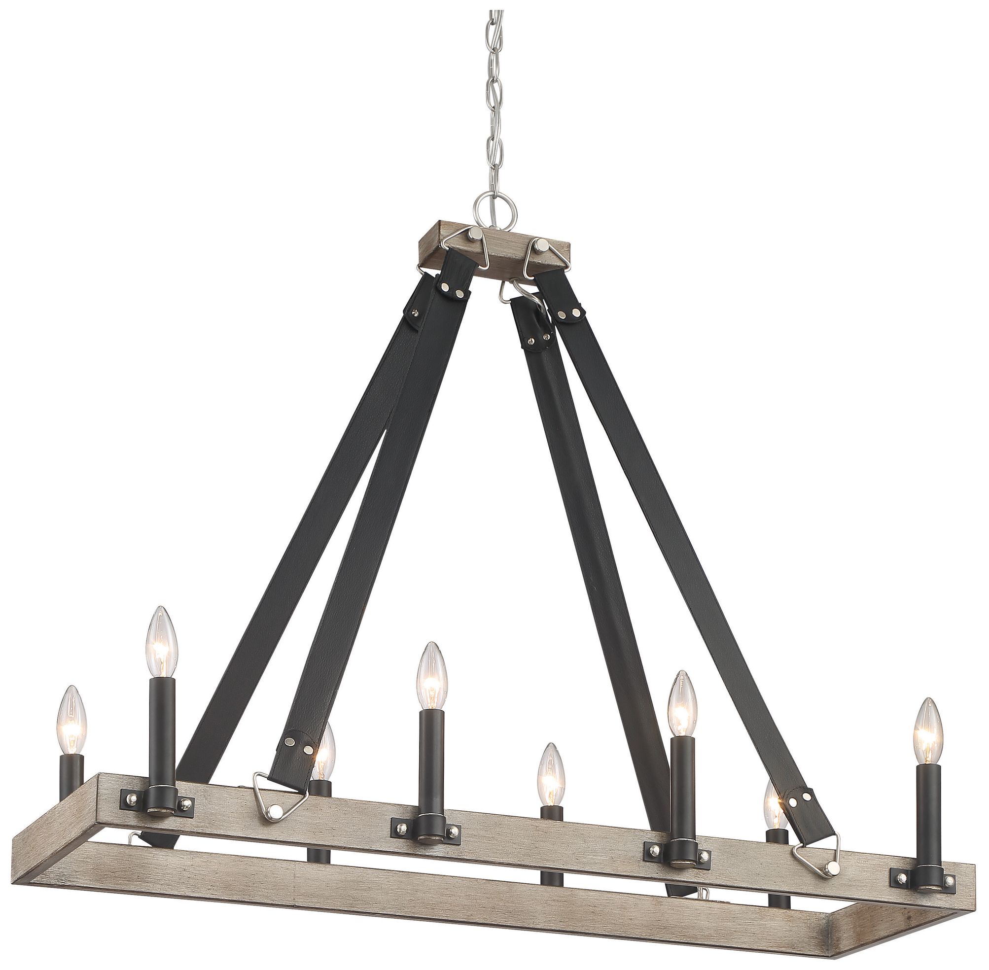 Minka-Lavery Rawson Ridge 8-Light Silverwood and Black Linear Chandelier
