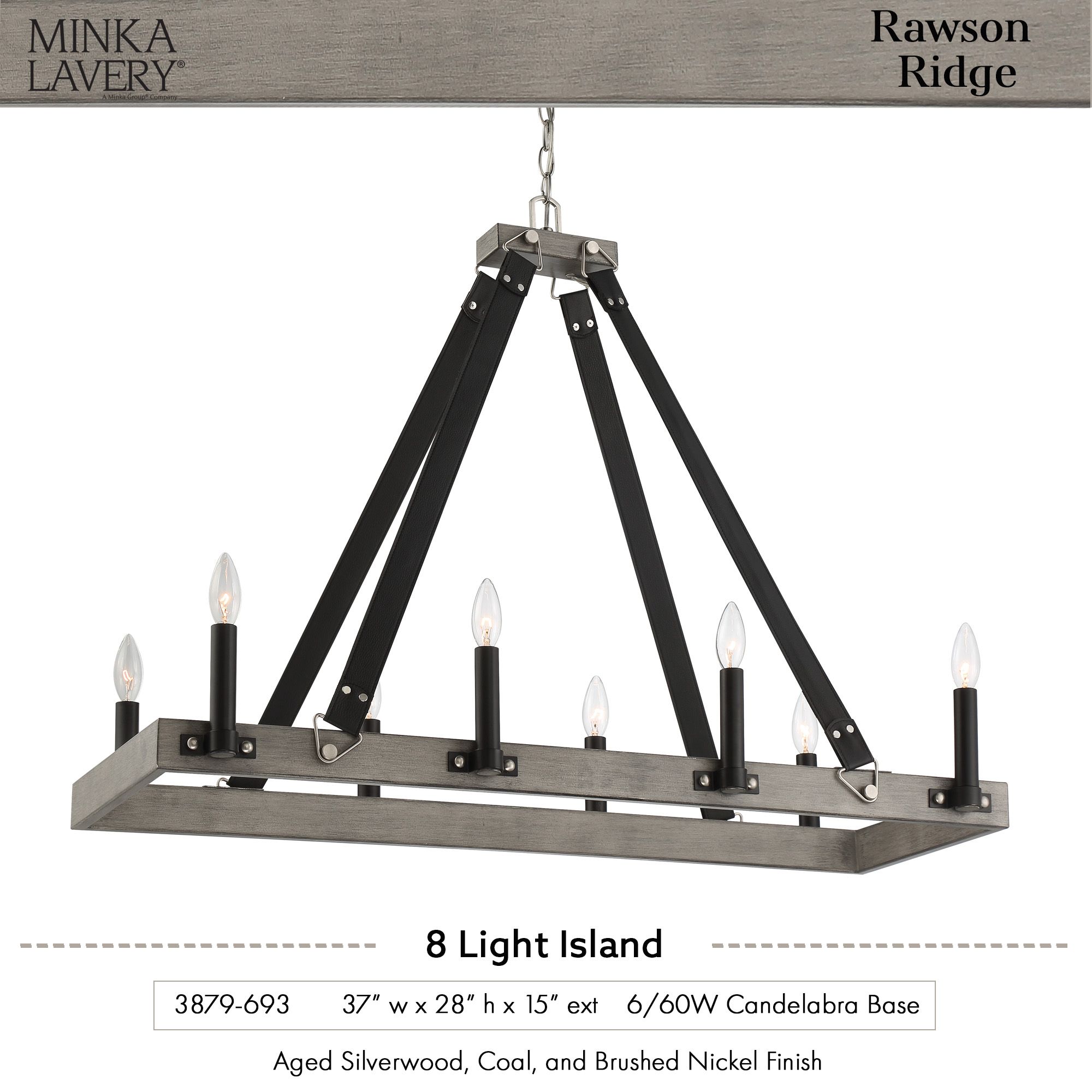 Image 7 Minka-Lavery Rawson Ridge 8-Light Silverwood and Black Linear Chandelier more views