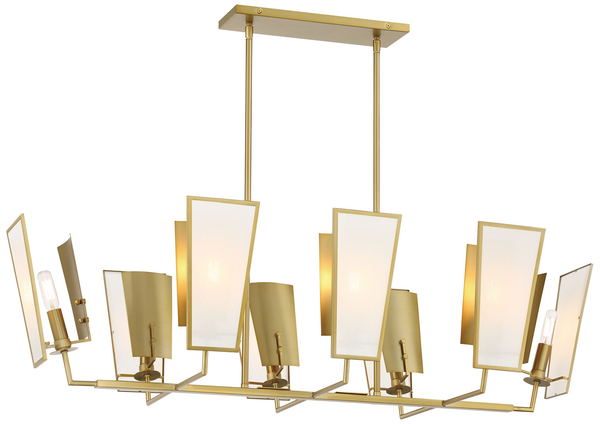 Minka-Lavery Ricochet 8-Light Soft Brass Linear Chandelier with Glass Shade