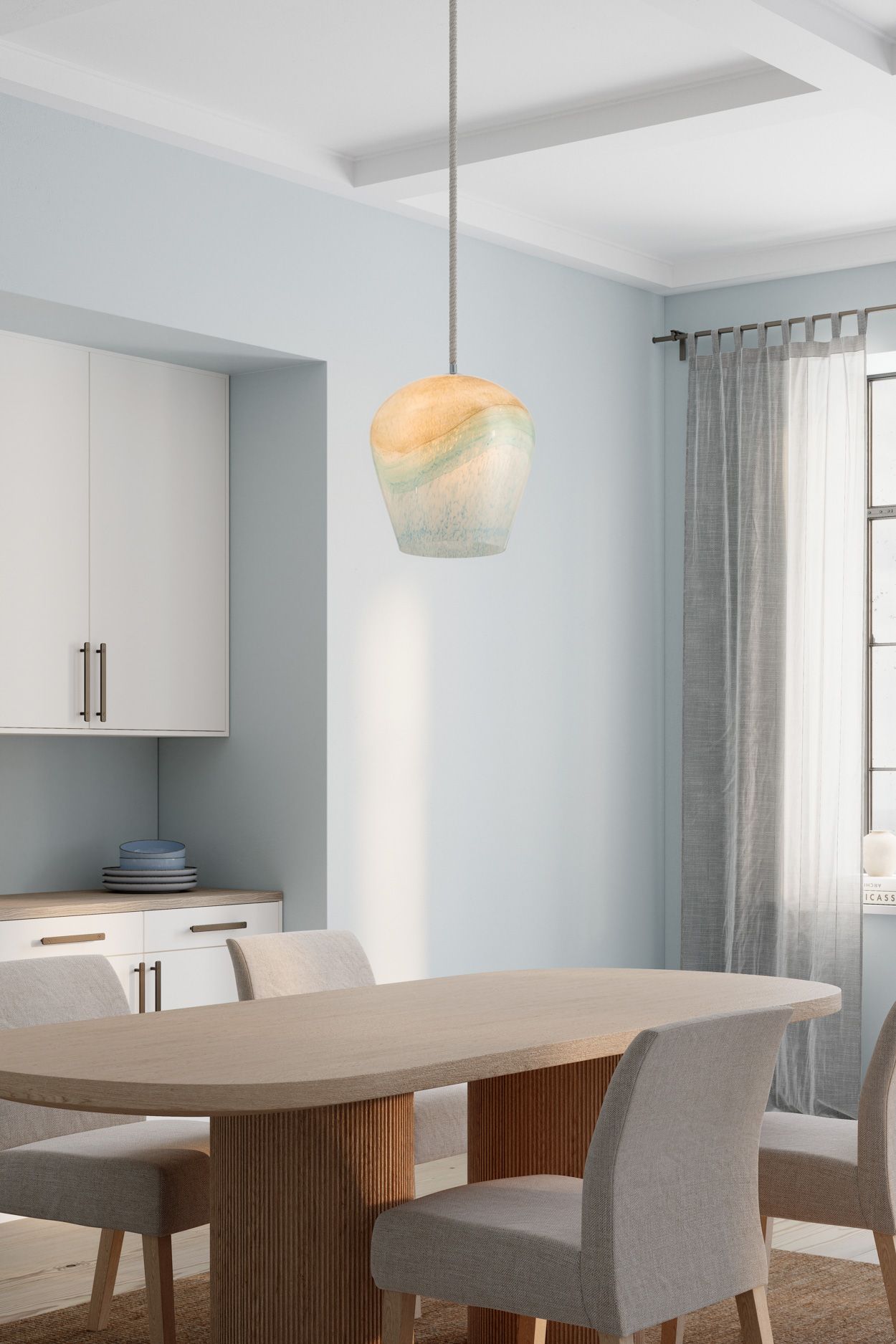 Thumbnail2 of Minka Lavery Sandrelle 1-Light 13.25-in Polished Nickel Pendant with Shade more views