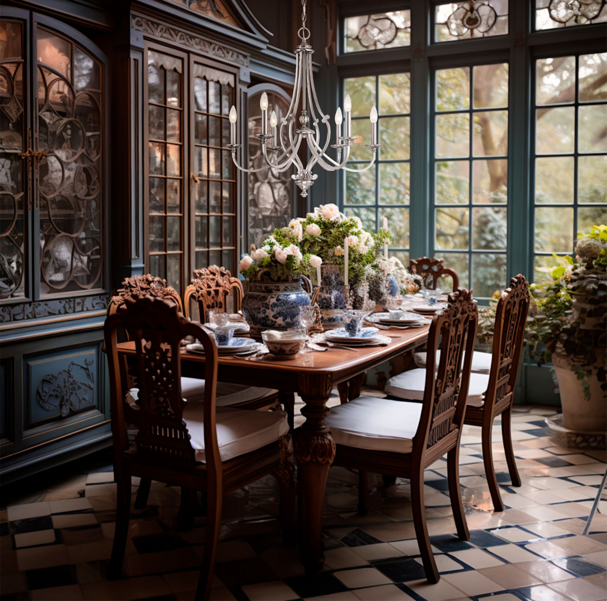 Image 3 Minka Lavery Savannah Row 26" Nickel 6-Light Candelabra Chandelier more views