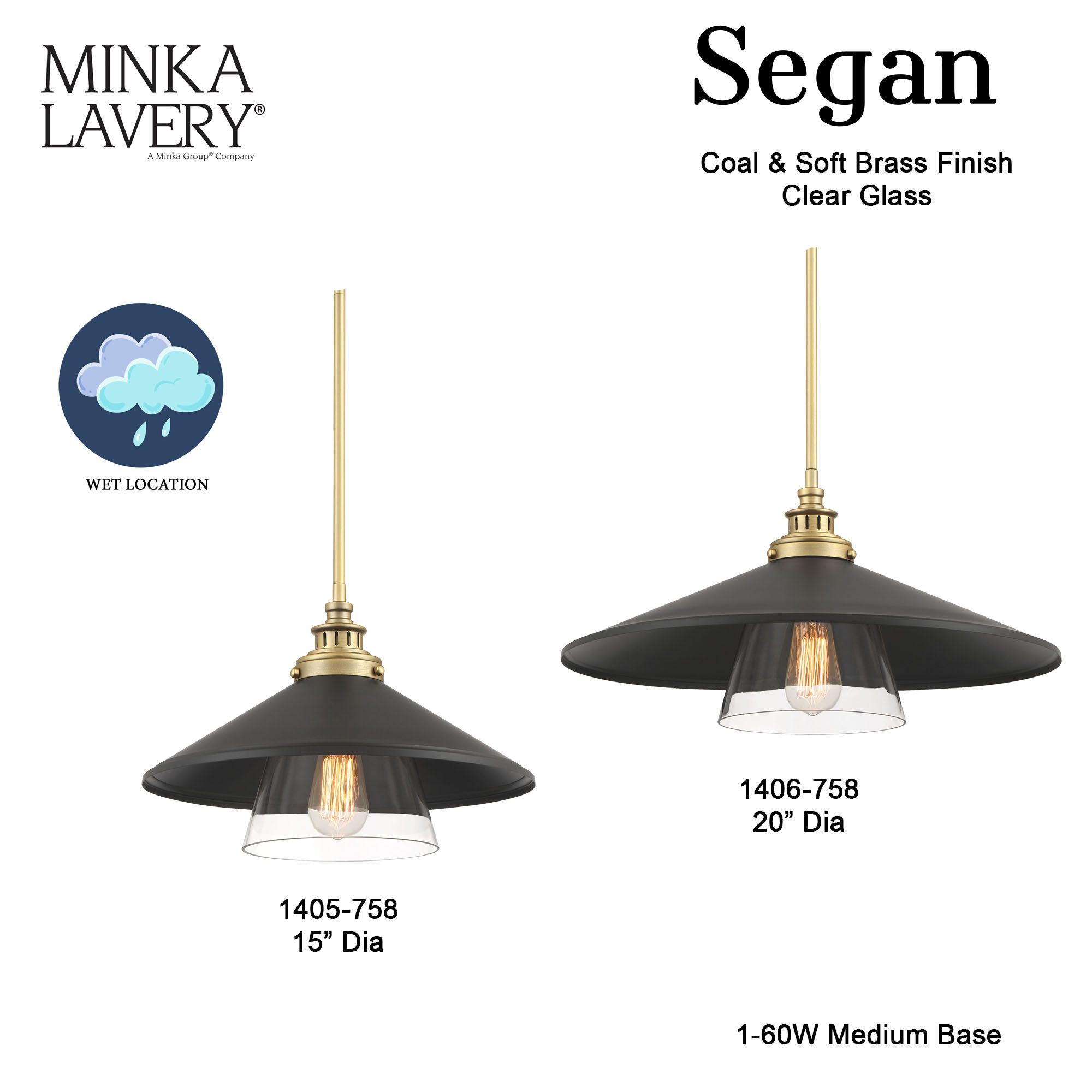 Minka-Lavery Segan 1-Light Coal and Soft Brass Mini Pendant