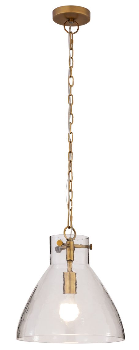Image Minka Lavery Sevara 1-Light 13.25-in Legacy Brass Pendant with Clear Shade