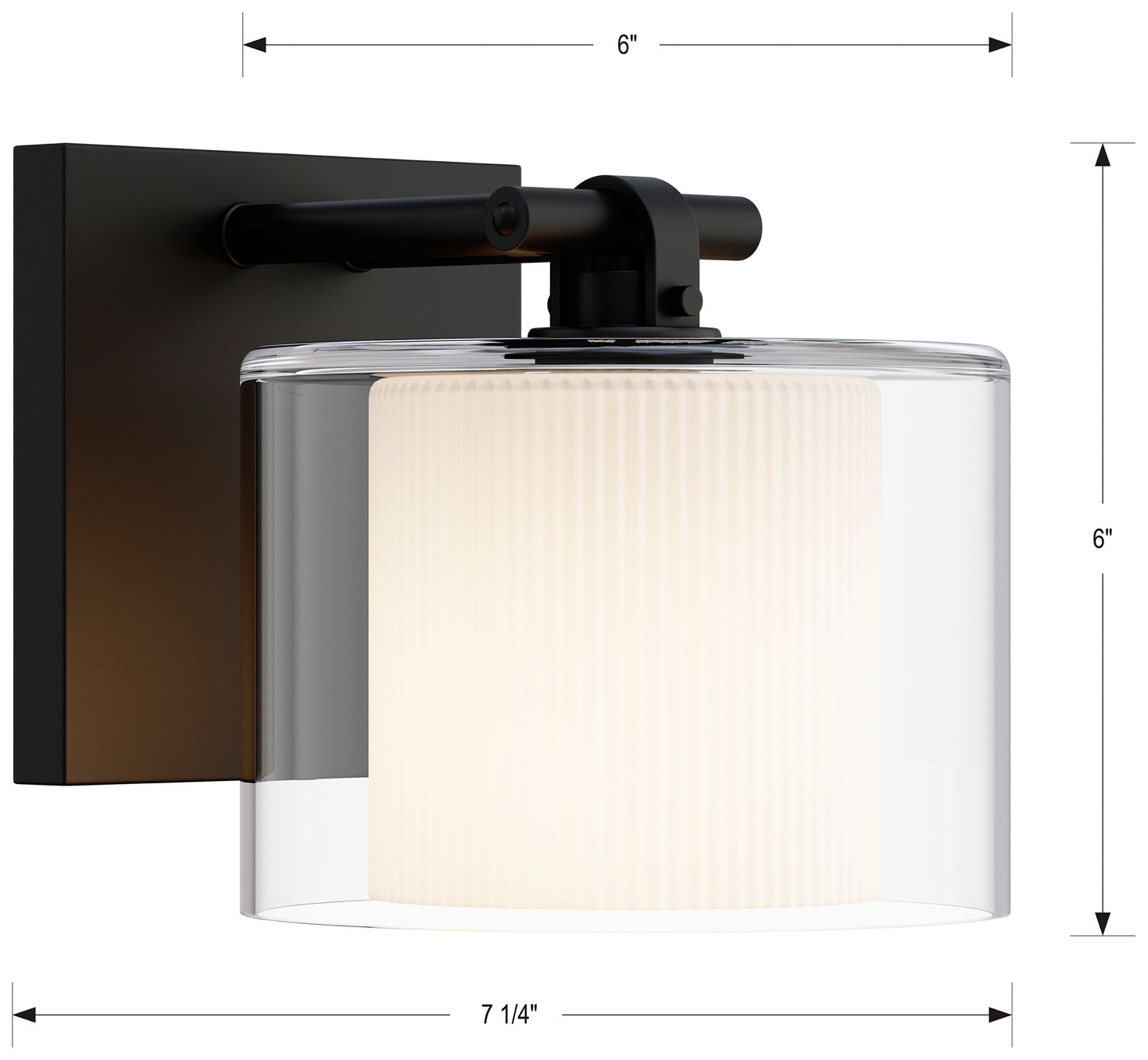 Image 6 Minka Lavery Seville 1-Light 6-in Dark Matte Black Vanity Light with Shade more views