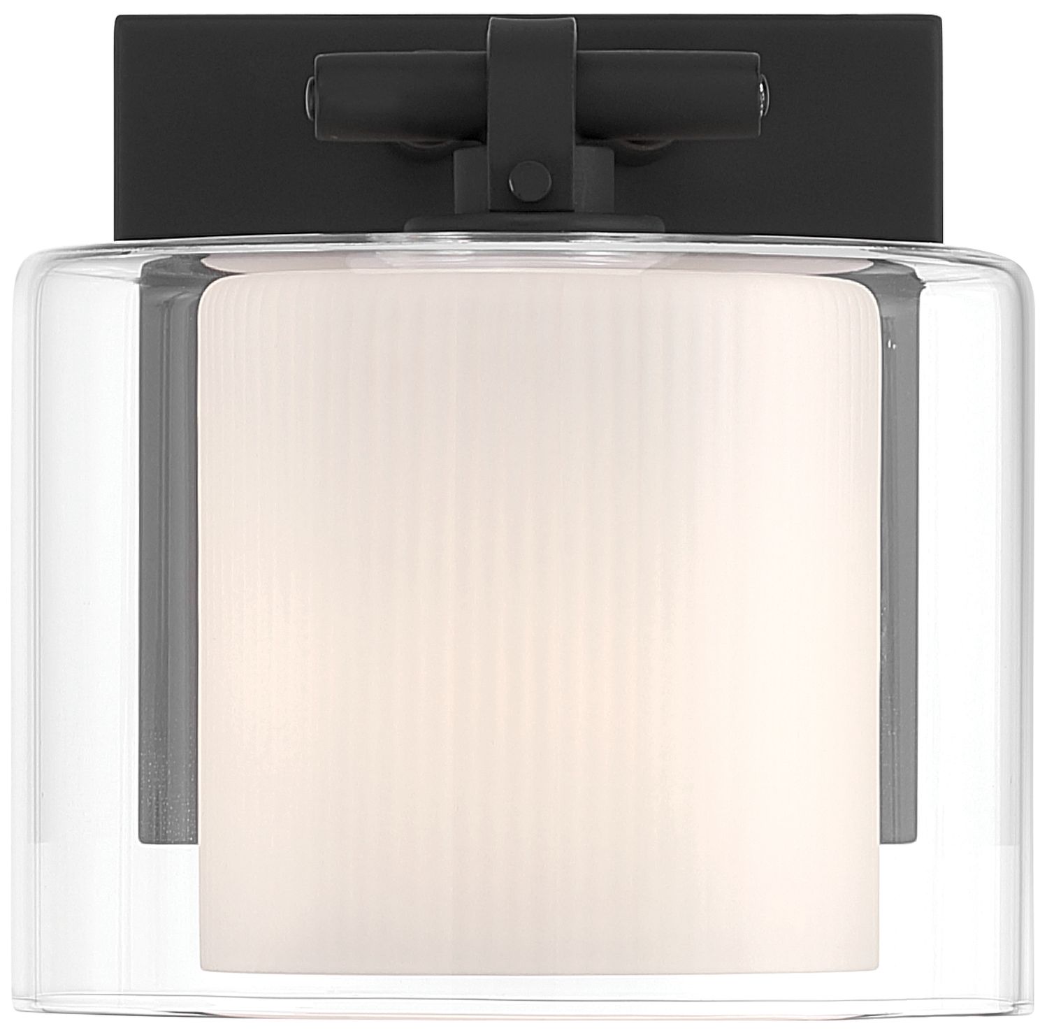 Minka Lavery Seville 1-Light 6-in Dark Matte Black Vanity Light with Shade
