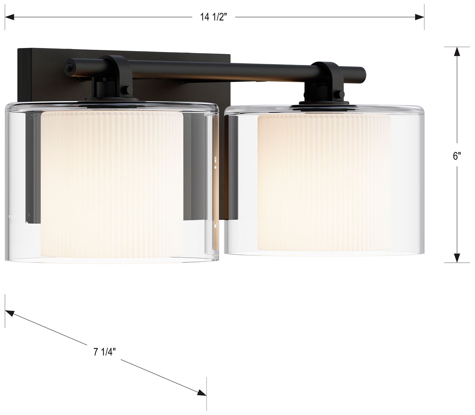 Image 6 Minka Lavery Seville 2-Lt 14.5-in Dark Matte Black Vanity Light with Shades more views