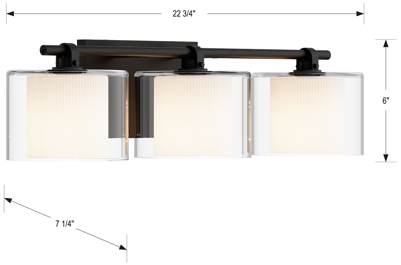 Image 6 Minka Lavery Seville 3-Lt 22.75-in Dark Matte Black Vanity Light with Shade more views