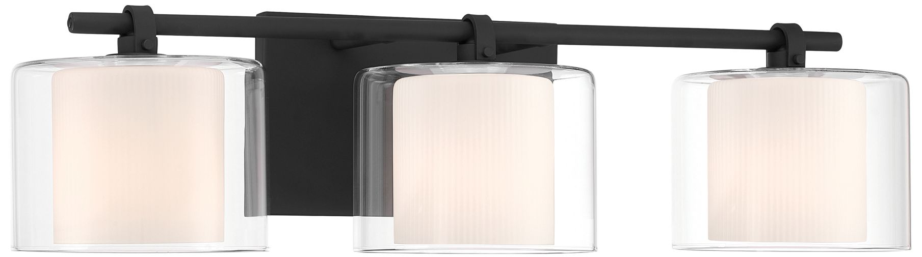 Minka Lavery Seville 3-Lt 22.75-in Dark Matte Black Vanity Light with Shade