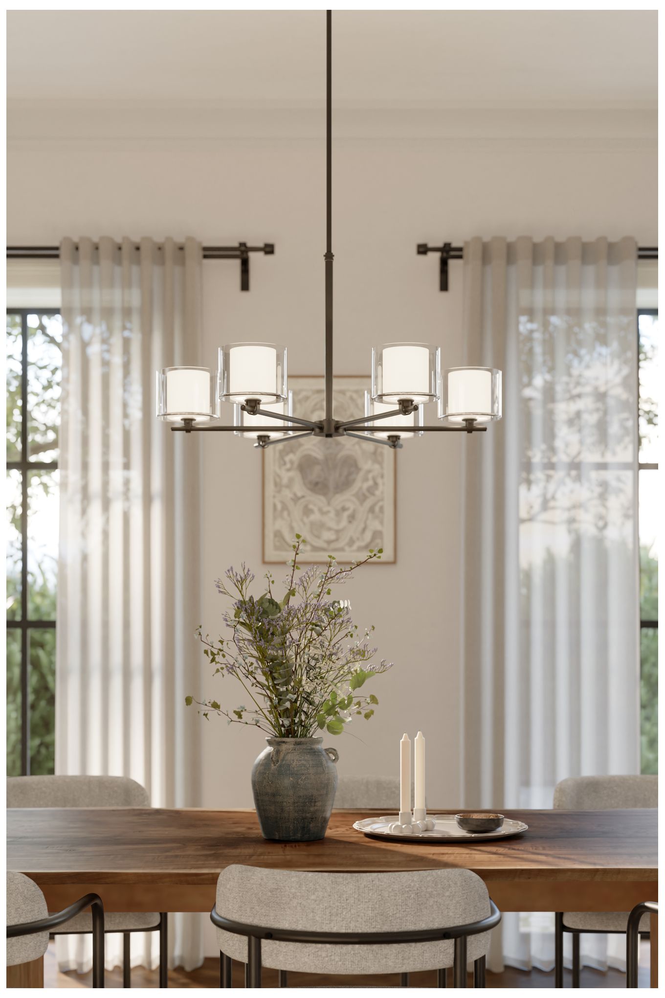 Thumbnail2 of Minka Lavery Seville 6-Light 32-in Dark Matte Black Chandelier with Shade more views