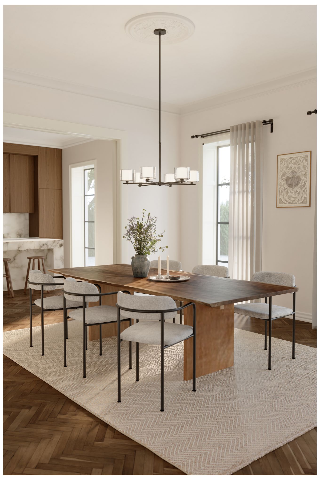 Thumbnail4 of Minka Lavery Seville 6-Light 32-in Dark Matte Black Chandelier with Shade more views