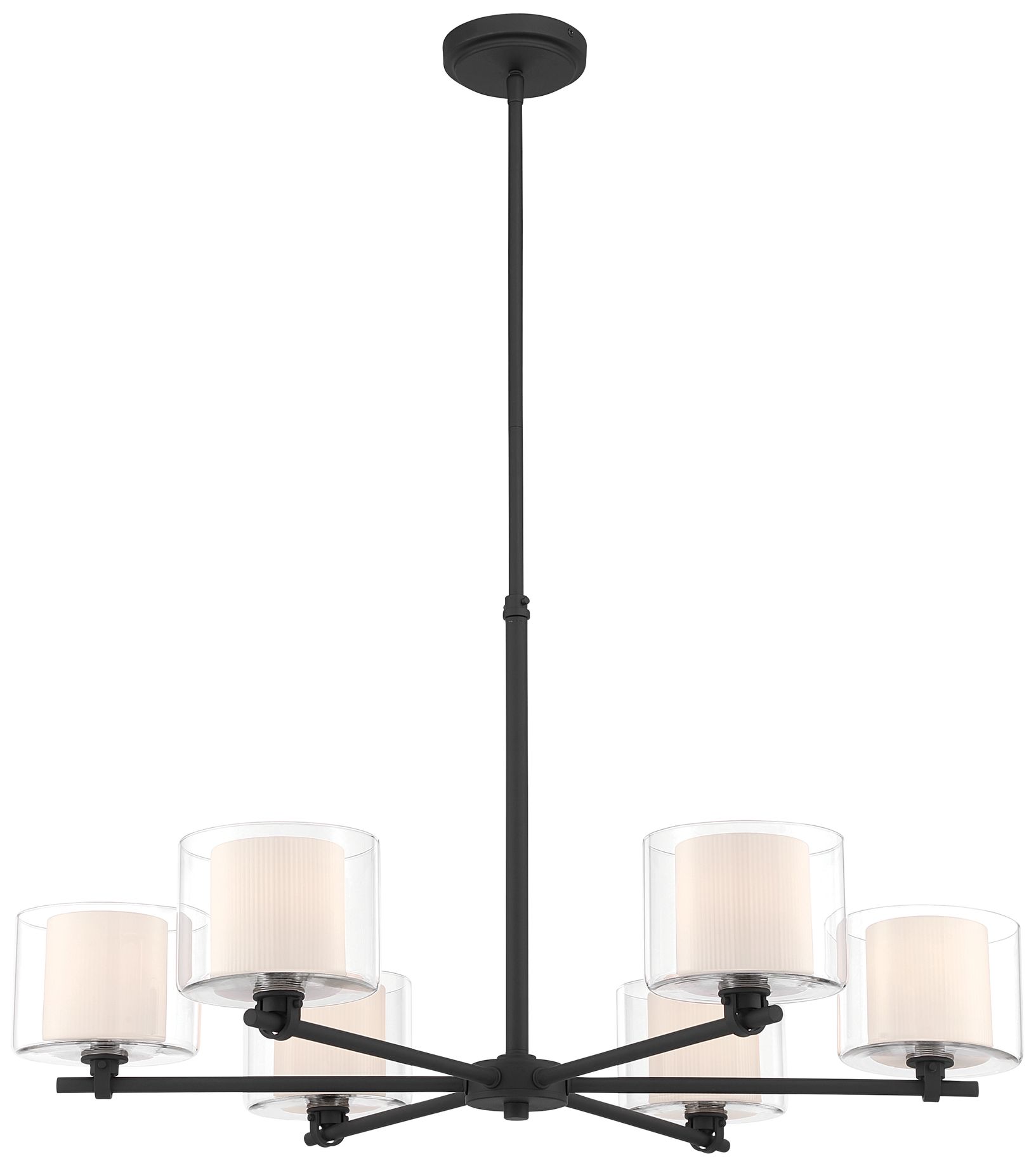 Minka Lavery Seville 6-Light 32-in Dark Matte Black Chandelier with Shade