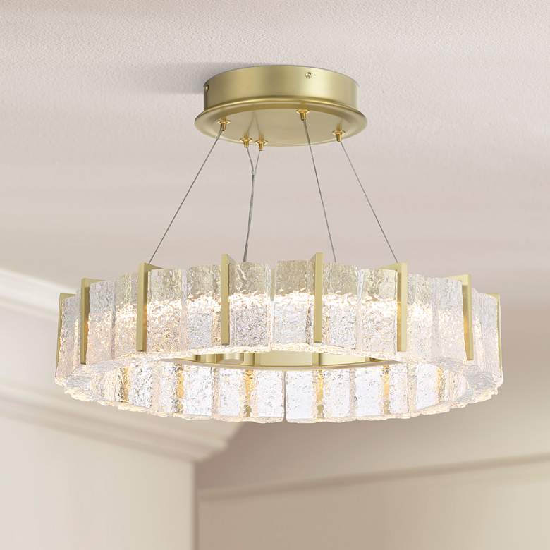 Image 1 Minka Lavery Sevryn LED 19.57-in Soft Brass Semi-Flush with Glass Shade