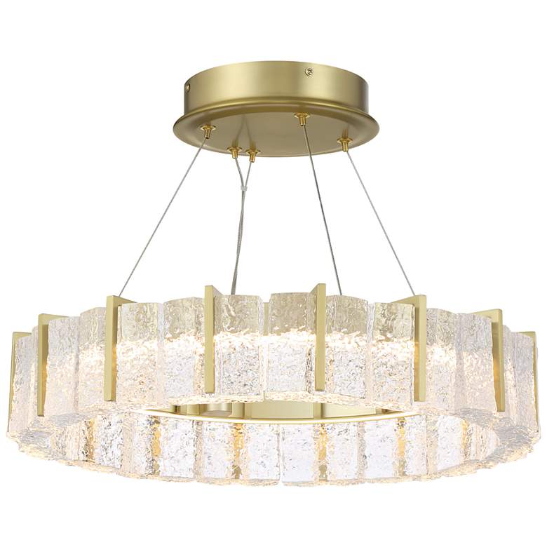 Image 3 Minka Lavery Sevryn LED 19.57-in Soft Brass Semi-Flush with Glass Shade more views