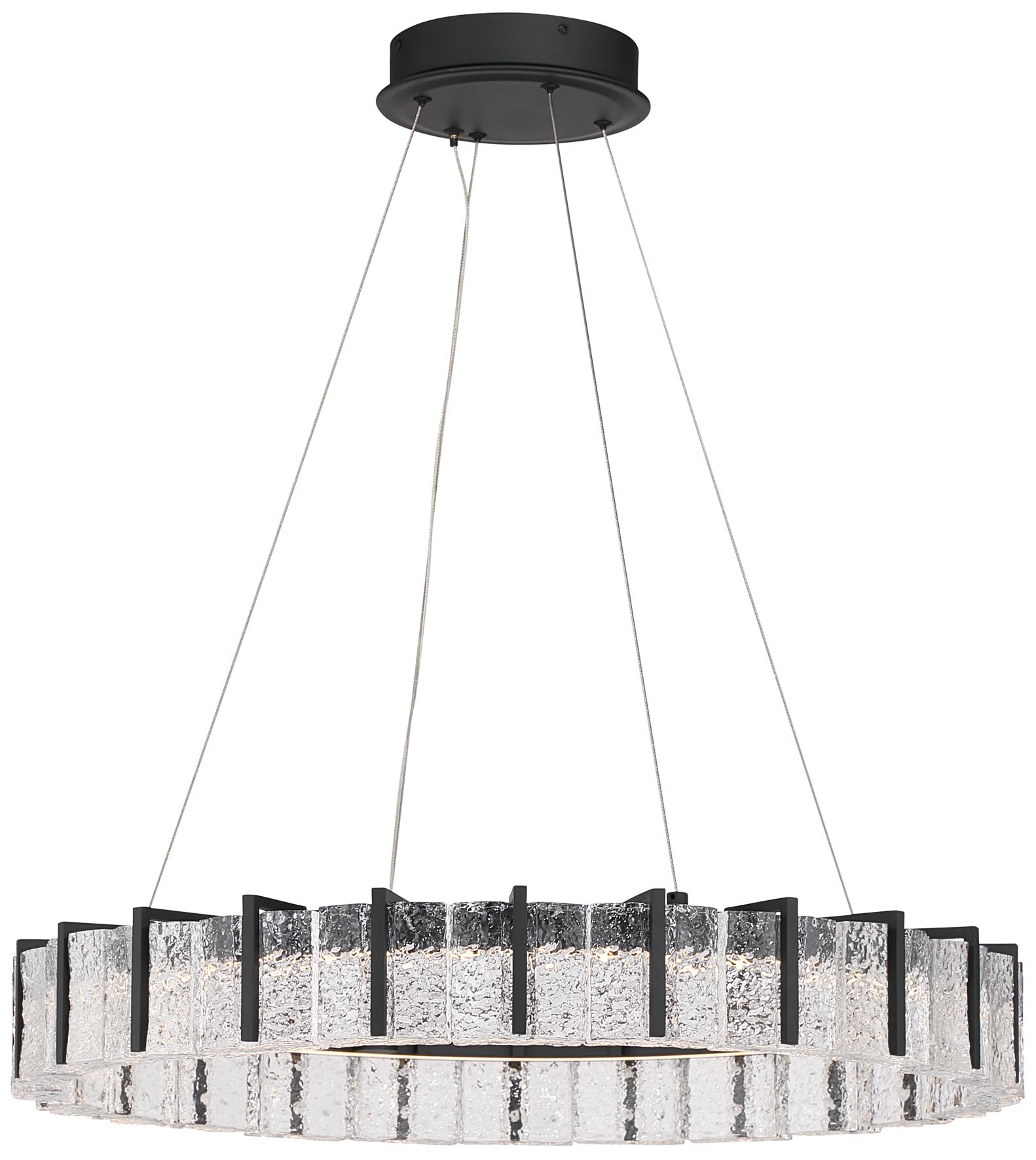 Minka Lavery Sevryn LED 27.5-in Dark Matte Black Pendant with Glass Shade