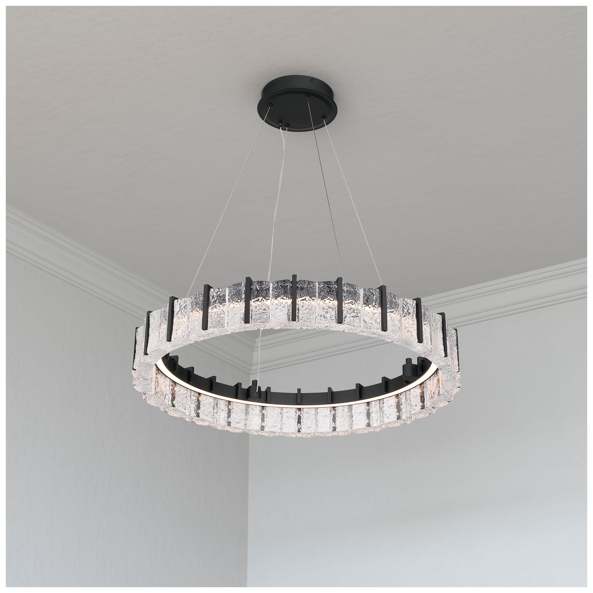 Image 2 Minka Lavery Sevryn LED 27.5-in Dark Matte Black Pendant with Glass Shade more views