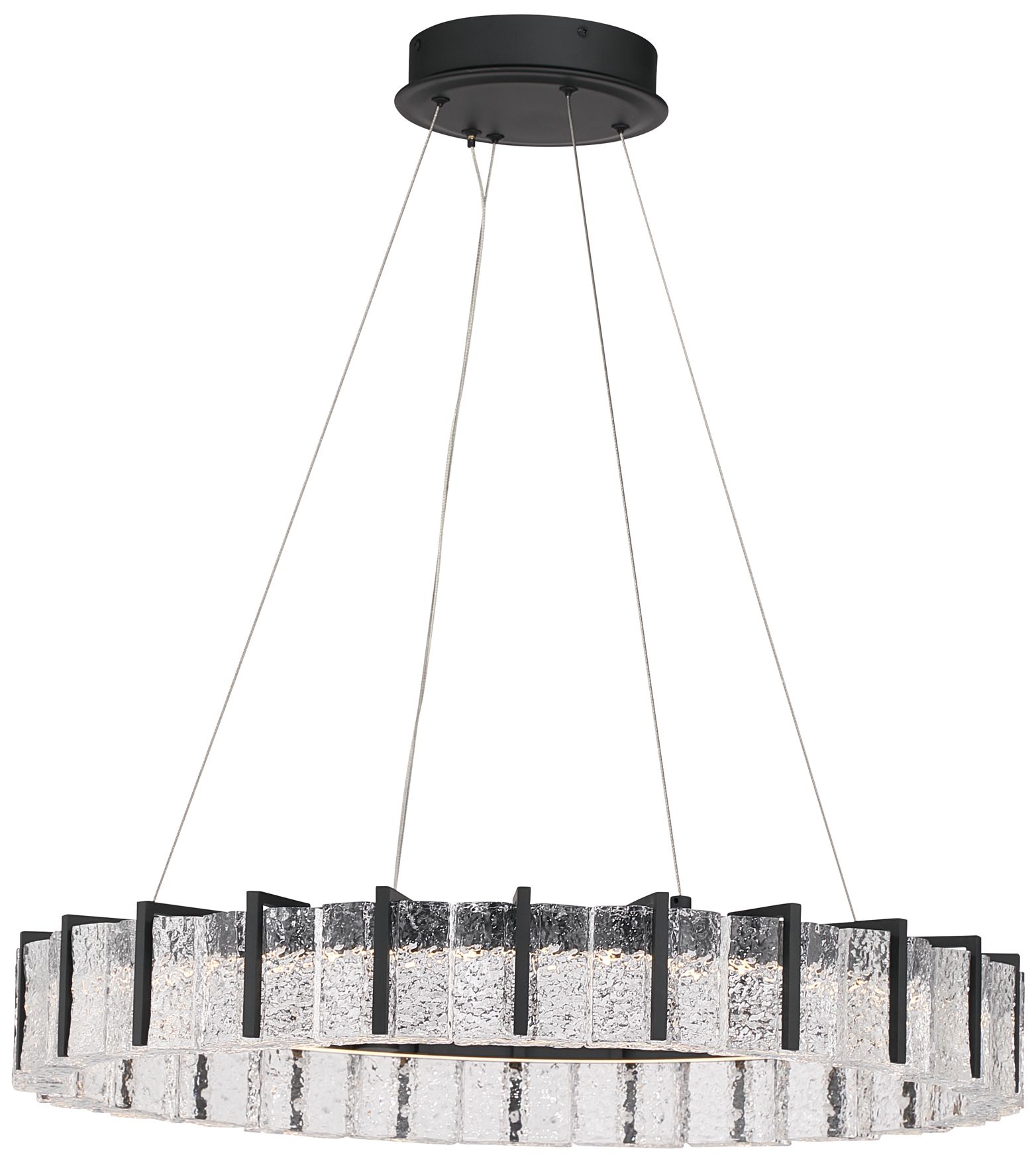 Minka Lavery Sevryn LED 27.5-in Dark Matte Black Pendant with Glass Shade