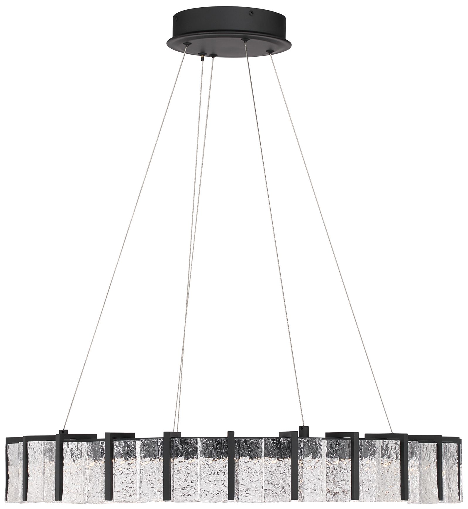 Minka Lavery Sevryn LED 27.5-in Dark Matte Black Pendant with Glass Shade