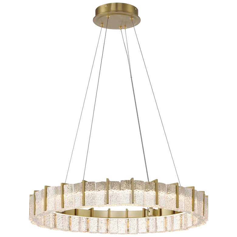 Image 2 Minka Lavery Sevryn LED 27.55-in Soft Brass Ring Pendant with Glass Shade