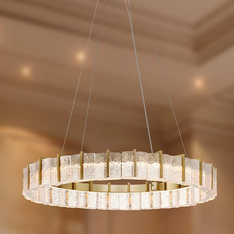 Image 1 Minka Lavery Sevryn LED 27.55-in Soft Brass Ring Pendant with Glass Shade