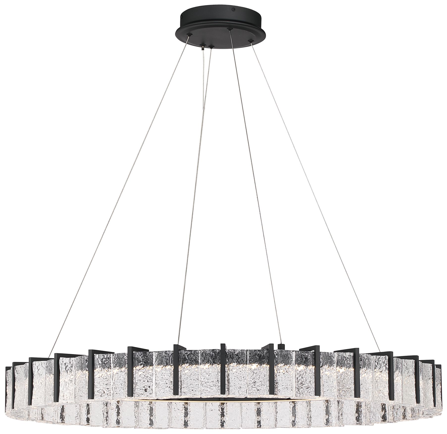 Minka Lavery Sevryn LED 36-in Dark Matte Black Pendant with Glass Shade