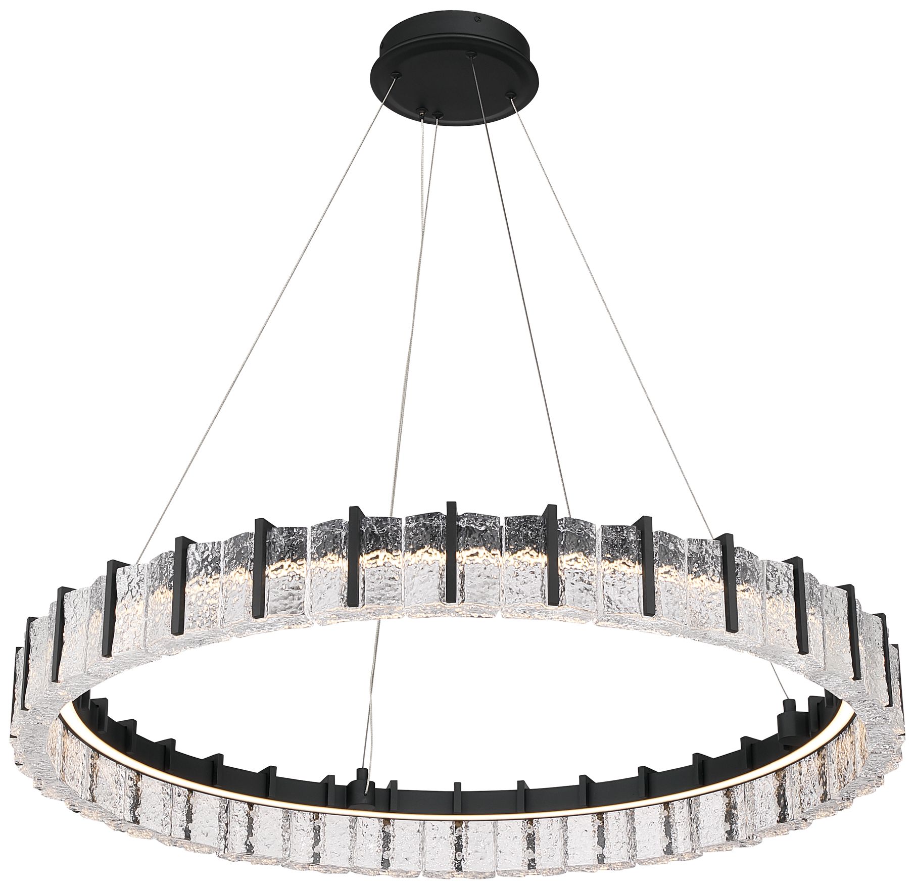 Image 5 Minka Lavery Sevryn LED 36-in Dark Matte Black Pendant with Glass Shade more views