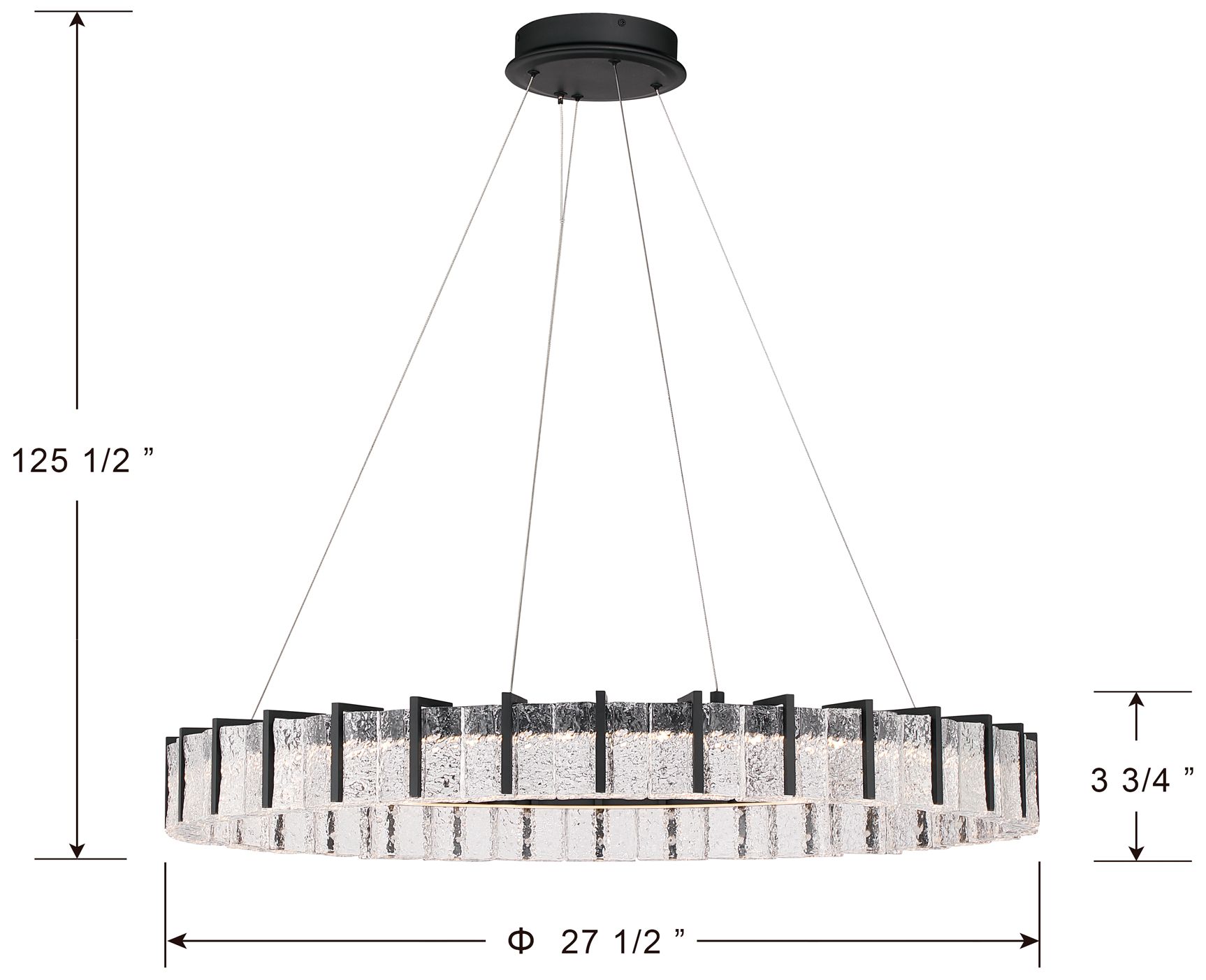 Image 6 Minka Lavery Sevryn LED 36-in Dark Matte Black Pendant with Glass Shade more views