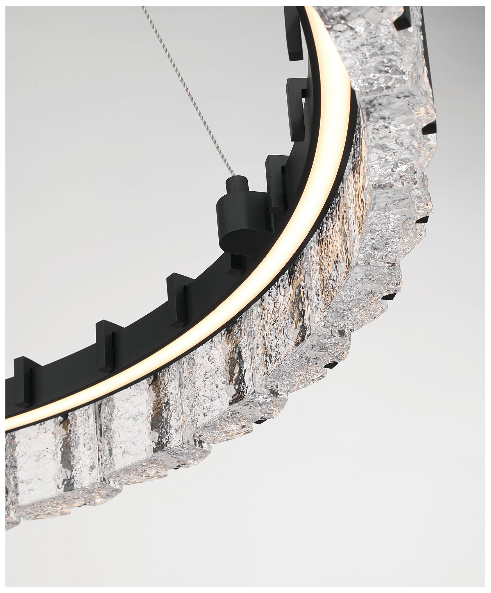 Image 7 Minka Lavery Sevryn LED 36-in Dark Matte Black Pendant with Glass Shade more views
