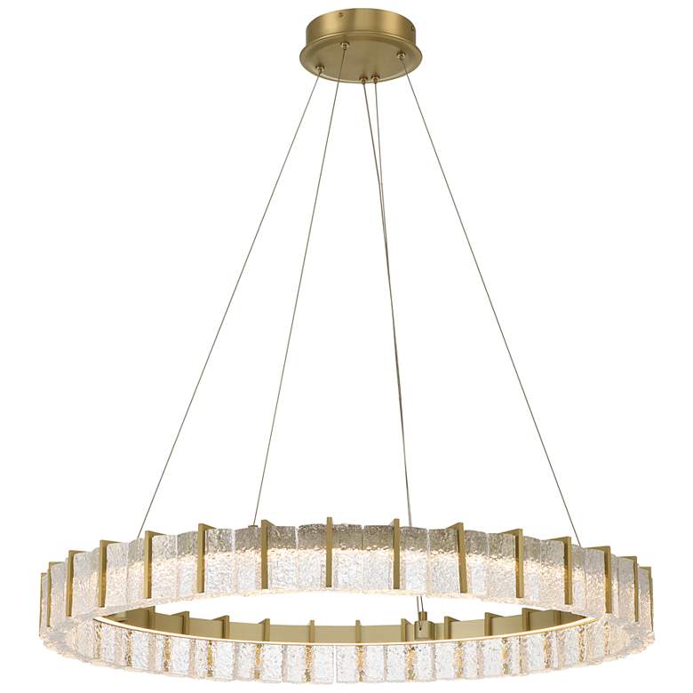 Image 2 Minka Lavery Sevryn LED 36-in Soft Brass Ring Pendant with Glass Shade