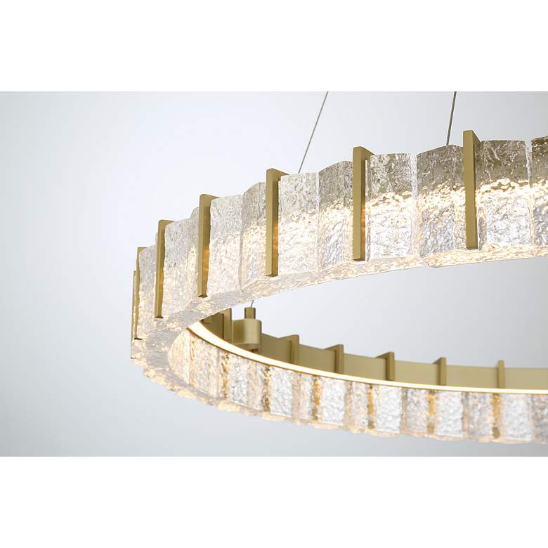 Image 6 Minka Lavery Sevryn LED 36-in Soft Brass Ring Pendant with Glass Shade more views