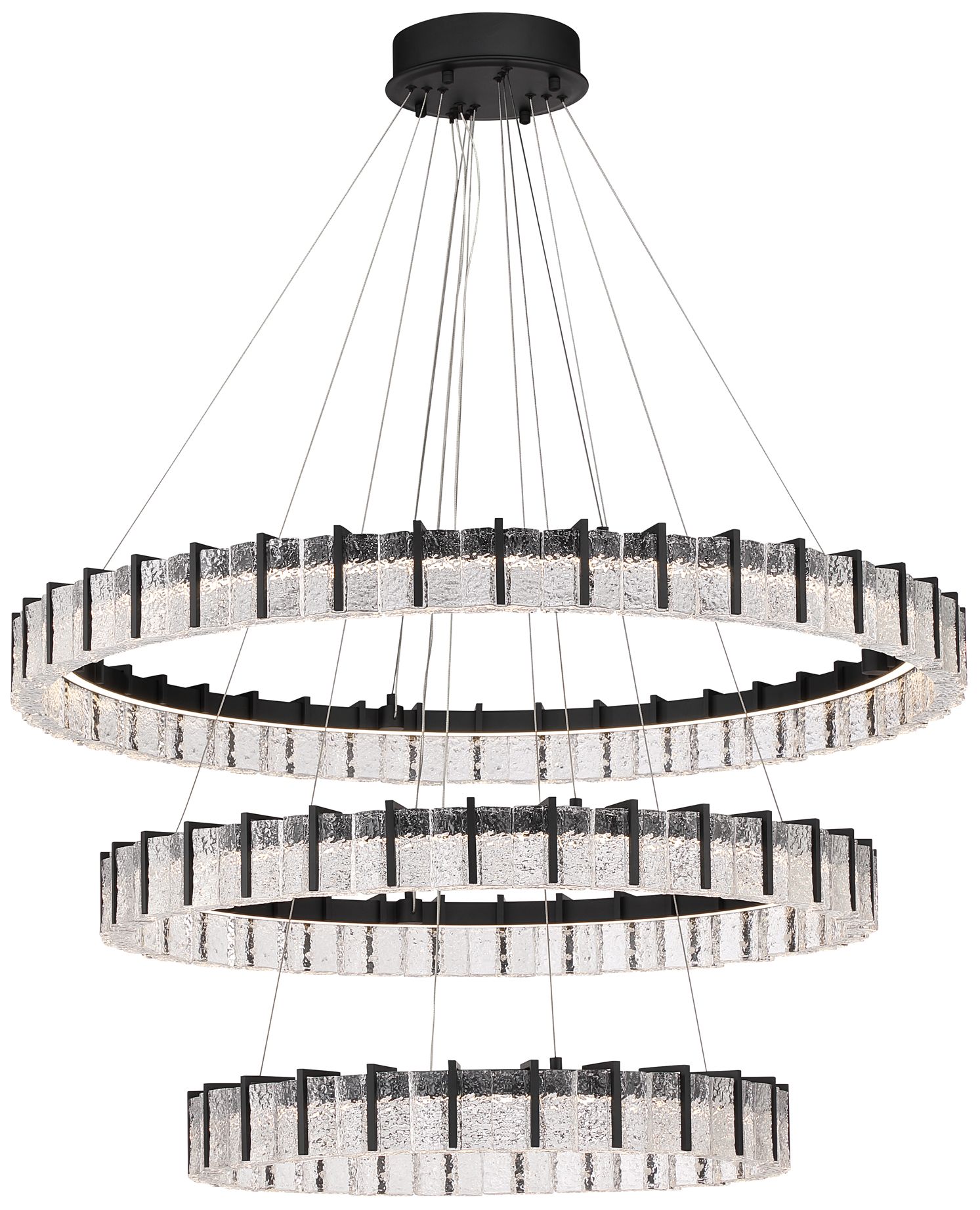 Minka Lavery Sevryn LED 44.5in Dark Matte Black Chandelier with Glass Shade