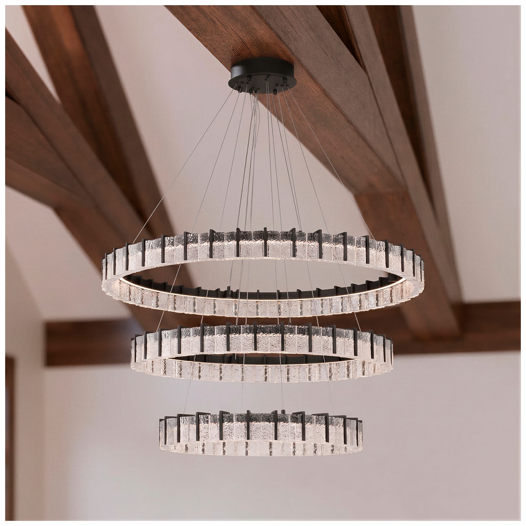 Image 2 Minka Lavery Sevryn LED 44.5in Dark Matte Black Chandelier with Glass Shade more views