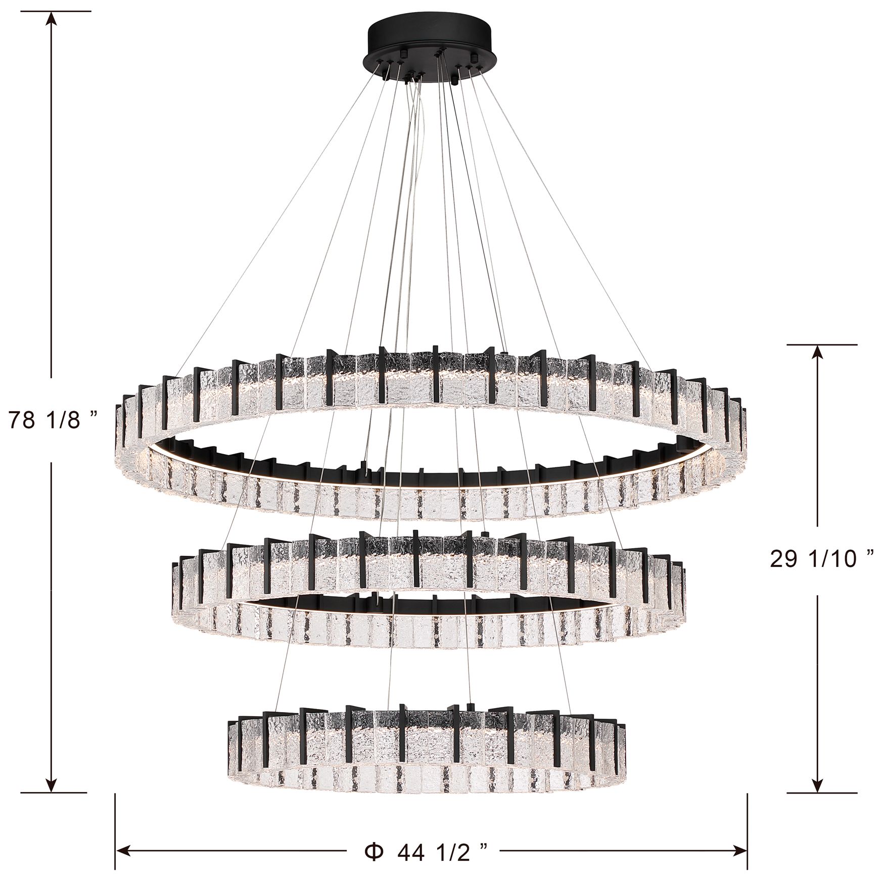 Image 6 Minka Lavery Sevryn LED 44.5in Dark Matte Black Chandelier with Glass Shade more views