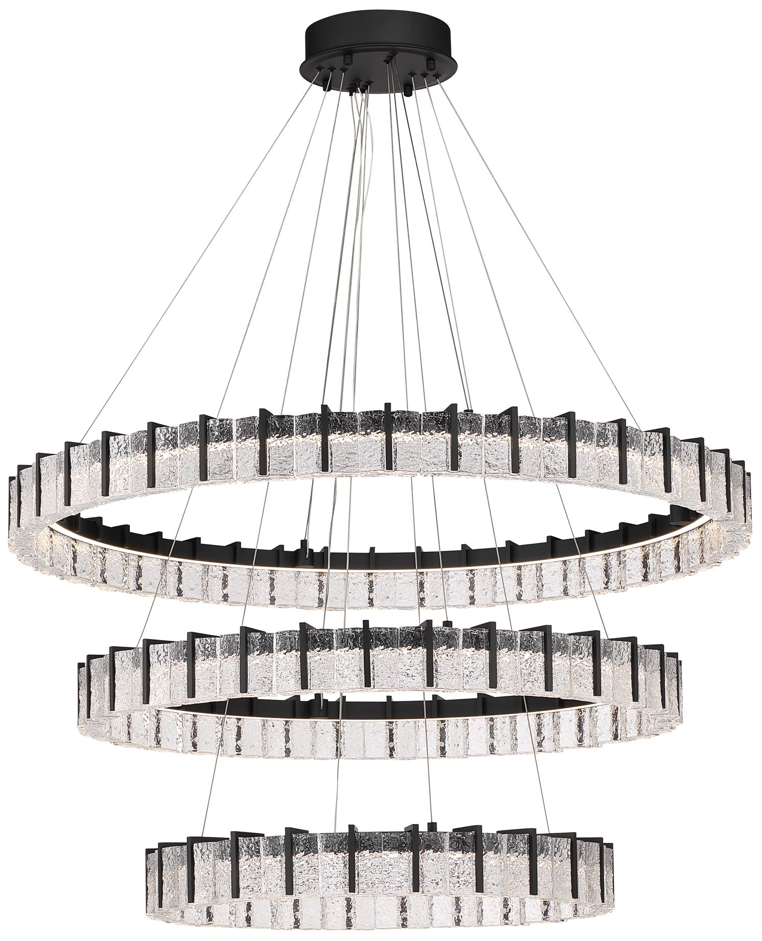 Minka Lavery Sevryn LED 44.5in Dark Matte Black Chandelier with Glass Shade