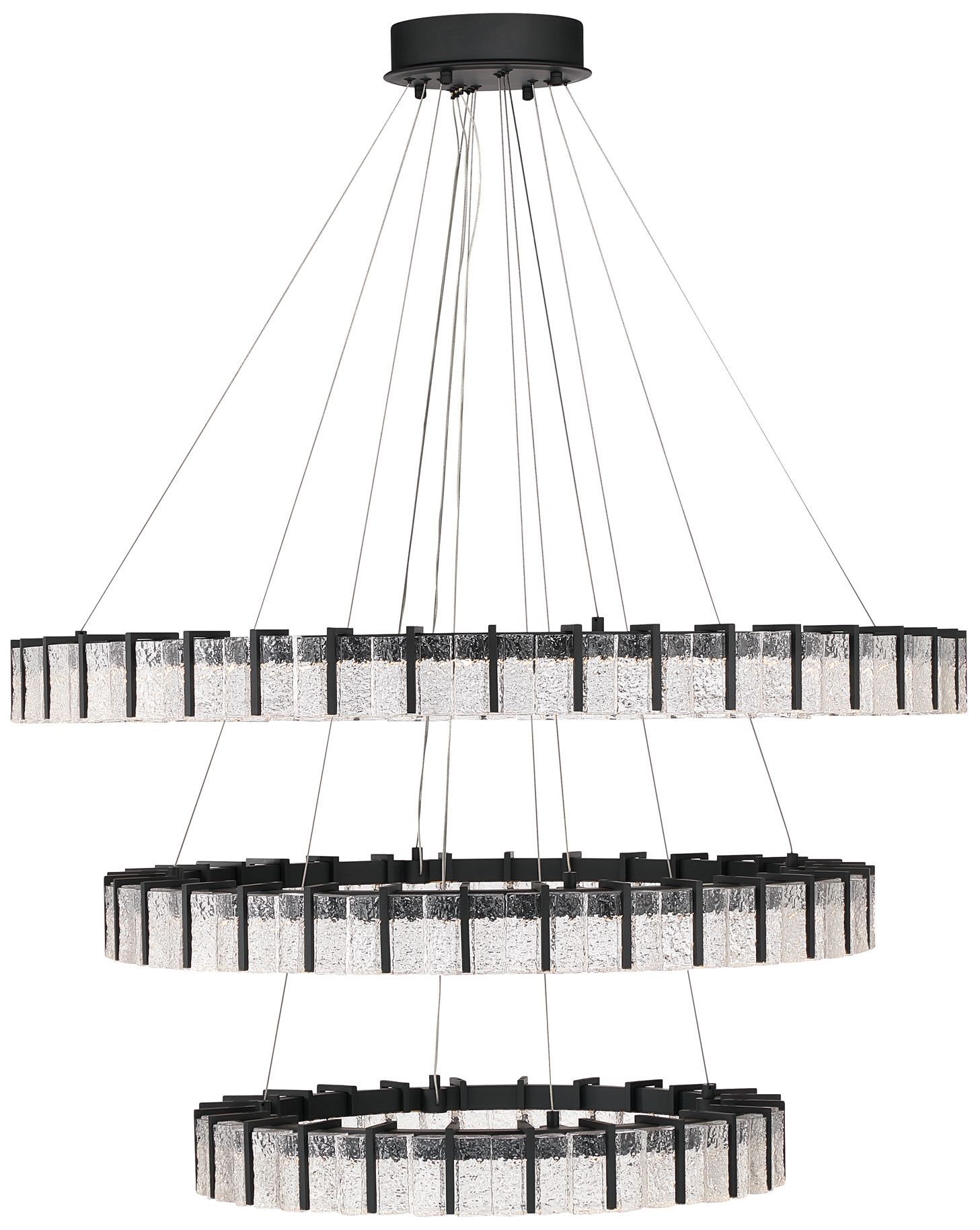 Minka Lavery Sevryn LED 44.5in Dark Matte Black Chandelier with Glass Shade