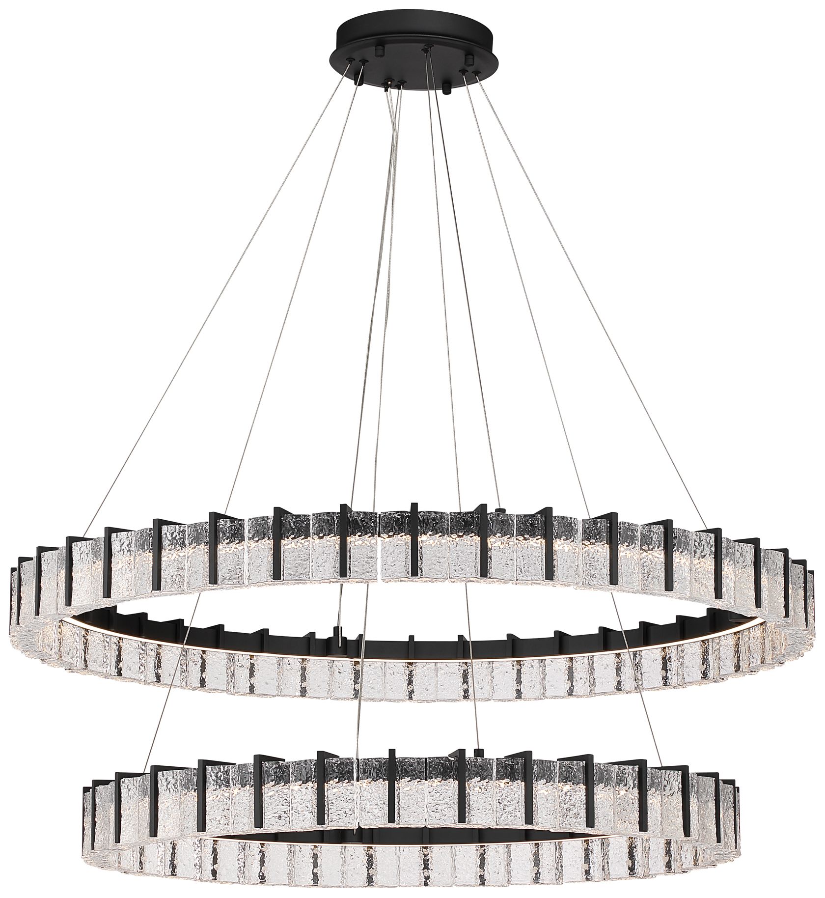 Thumbnail1 of Minka Lavery Sevryn LED 44.5in Dark Matte Black Chandelier with Glass Shade