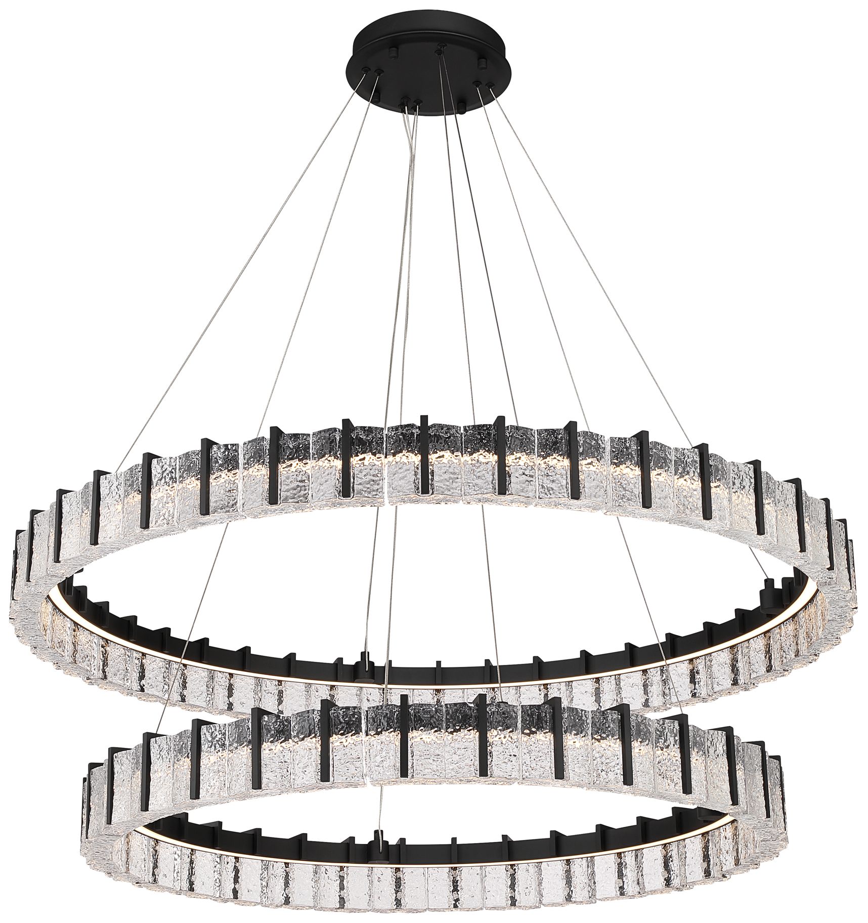 Minka Lavery Sevryn LED 44.5in Dark Matte Black Chandelier with Glass Shade