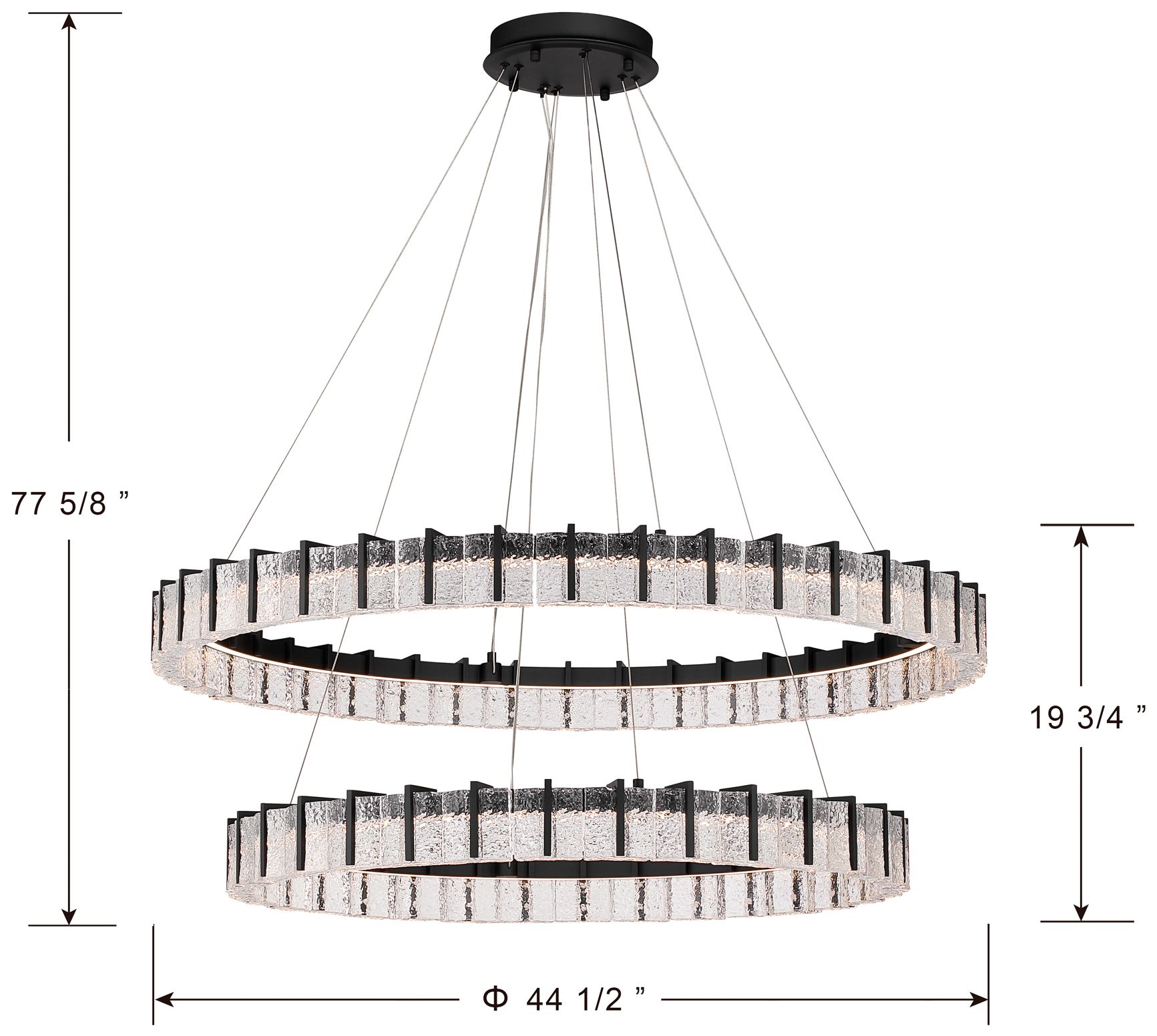 Minka Lavery Sevryn LED 44.5in Dark Matte Black Chandelier with Glass Shade