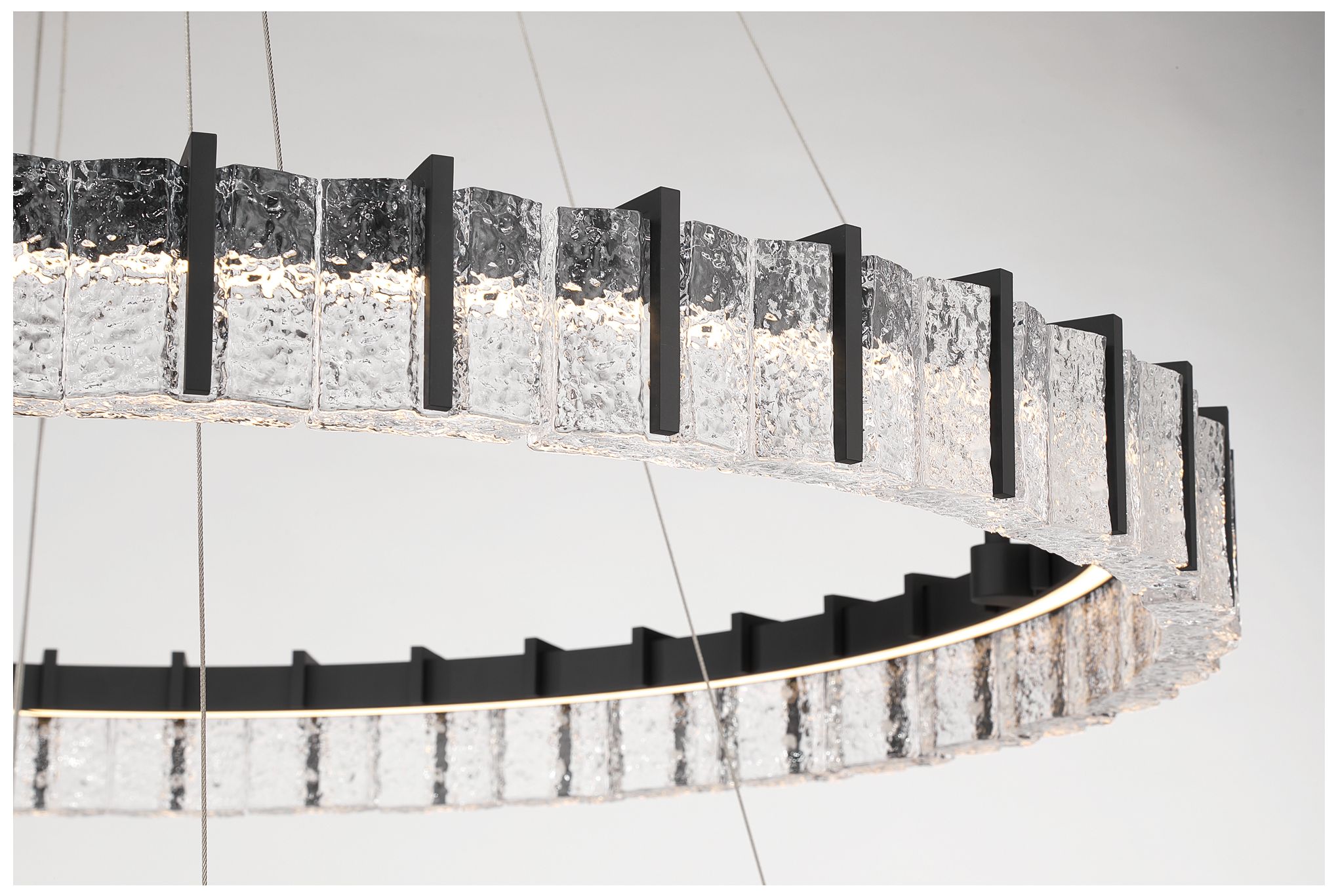 Minka Lavery Sevryn LED 44.5in Dark Matte Black Chandelier with Glass Shade