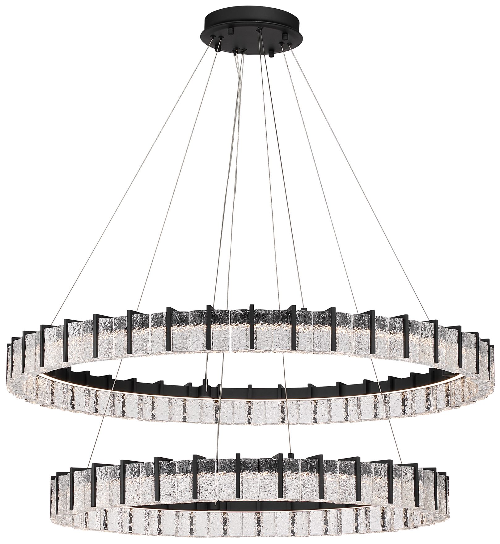 Minka Lavery Sevryn LED 44.5in Dark Matte Black Chandelier with Glass Shade