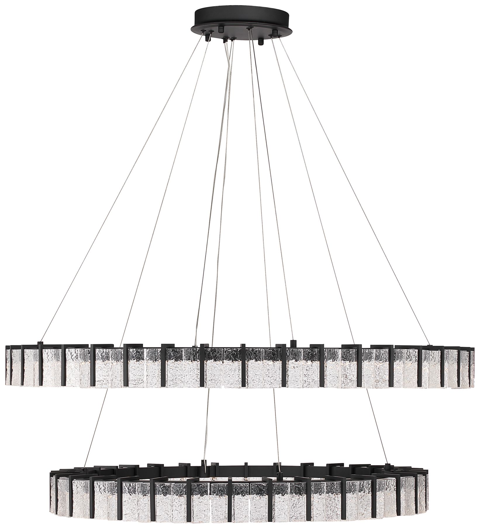 Minka Lavery Sevryn LED 44.5in Dark Matte Black Chandelier with Glass Shade
