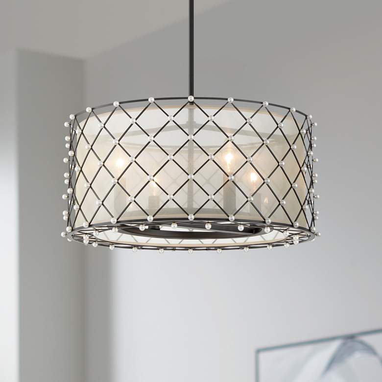 Image 1 Minka-Lavery Sheer Elegance 4-Light Coal Convert Pendant