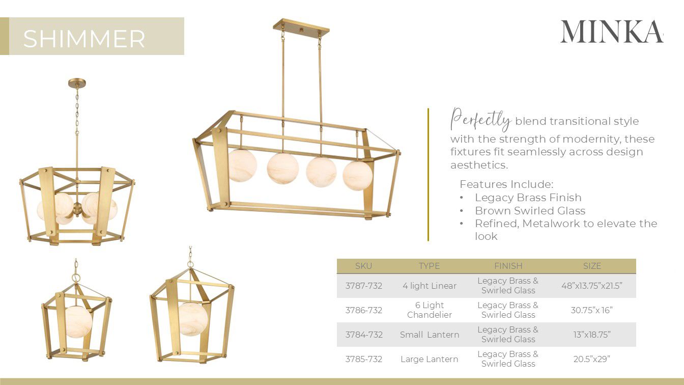Minka-Lavery Shimmer 6-Light 30.75-in Legacy Brass Indoor Pendant