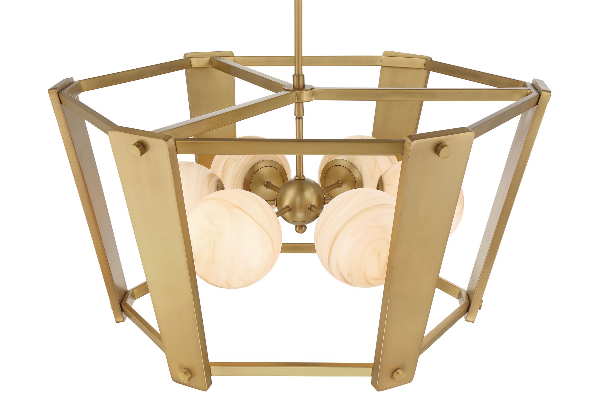 Minka-Lavery Shimmer 6-Light 30.75-in Legacy Brass Pendant with Glass Shade